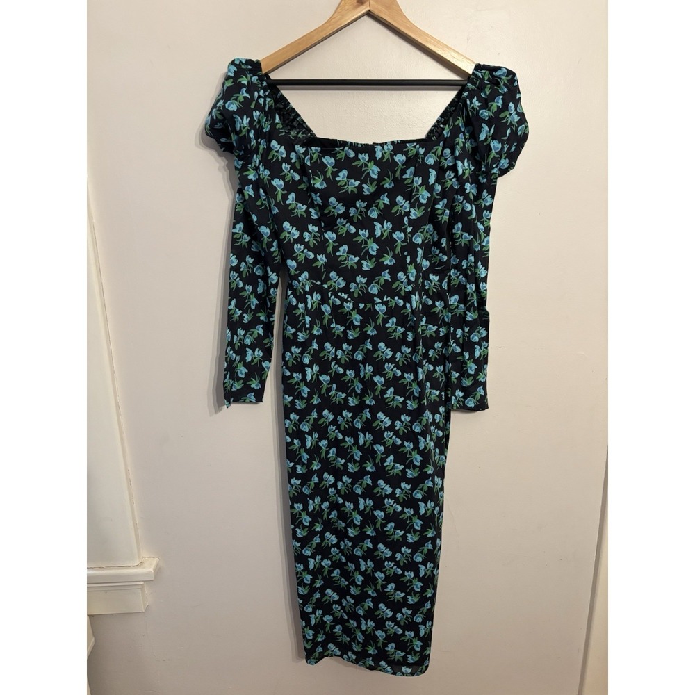 De Loreta Women's Navy Floral Amanda Maxi Dress Boutique‎ Size Medium New $456